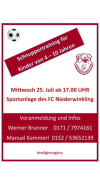 Schnuppertraining für Kinder von 4 - 10 Jahre am Mittwoch den 25. Juli ab 17.00 Uhr